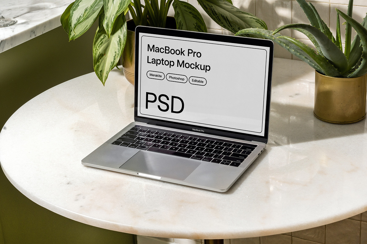 MacBook Laptop Mockup with Plants, a Books & Magazine Mockup by Area Mockups (Photo 1 of 2)