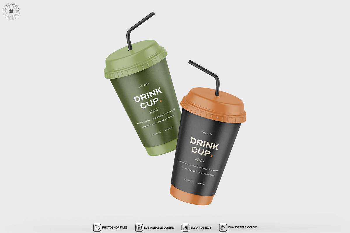 Paper Drink Cup Mockup Set, a Cups & Container Mockup by SmokyPixels (Photo 3 of 5)