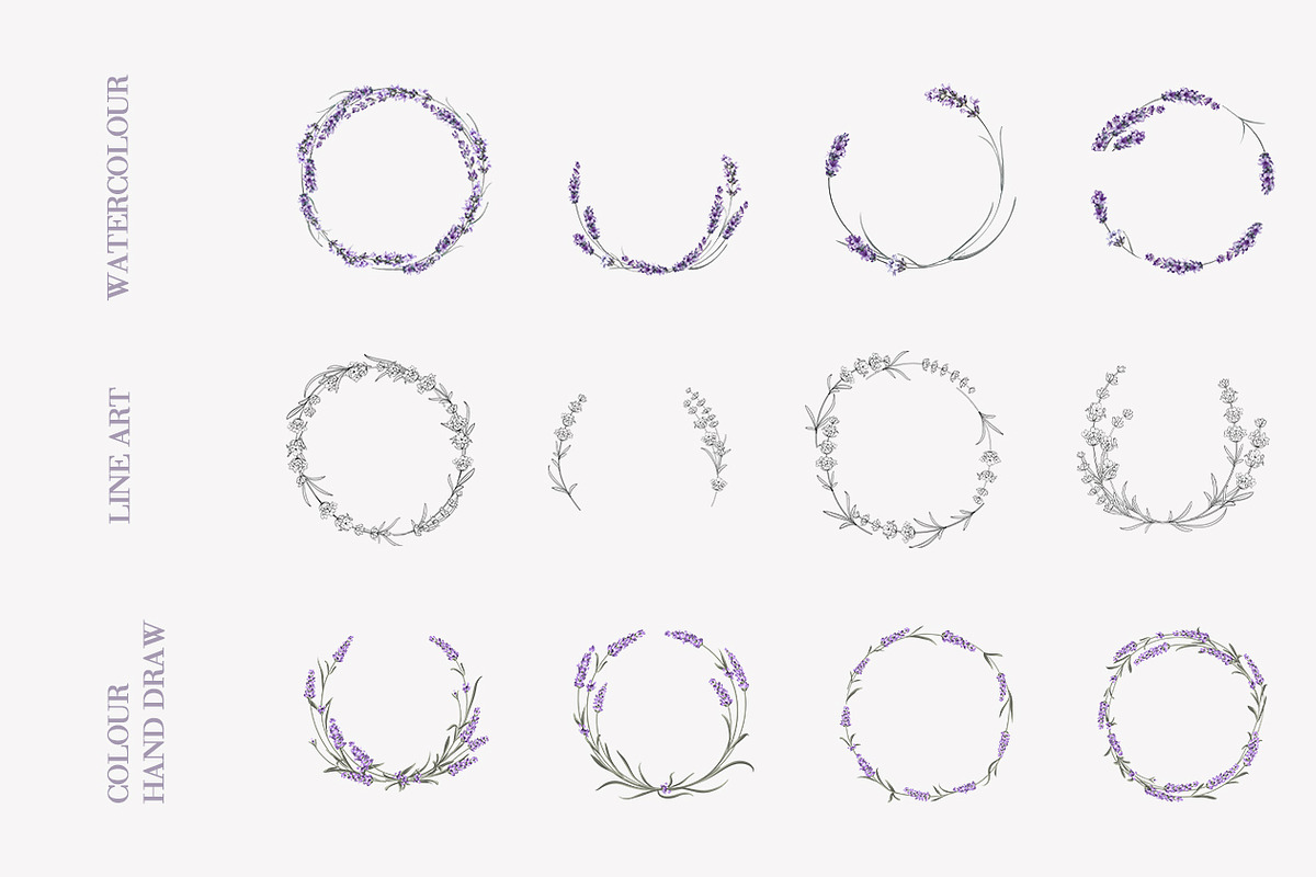Lavender wreath flower frame png, an Illustration by Kotkoa (Photo 2 of 8)