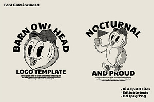 barn owl mascot holding flag, a Branding & Logo Template by Judsart