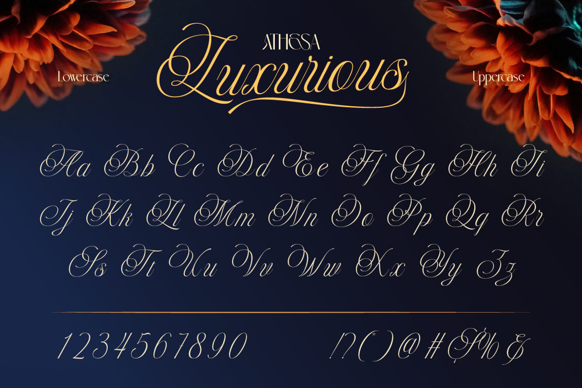 Athesa Luxurious, a Script Font by Burntilldead (Photo 7 of 12)