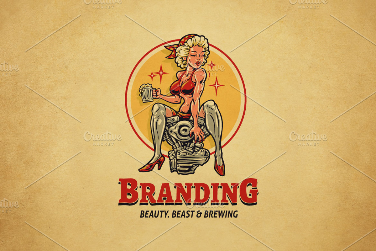 PinUp Lucky Girl Sign Working, a Branding & Logo Template by Kongstones_std (Photo 2 of 3)