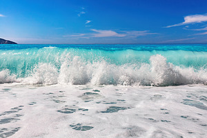 Waves crashing Ionian sea in Greece., a Nature Photo by Photocreo Michal Bednarek