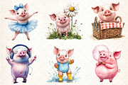 Funny Pink Pig Clipart Bundle, an Illustration by DreamCafeArt (Thumbnail 4 of 9)