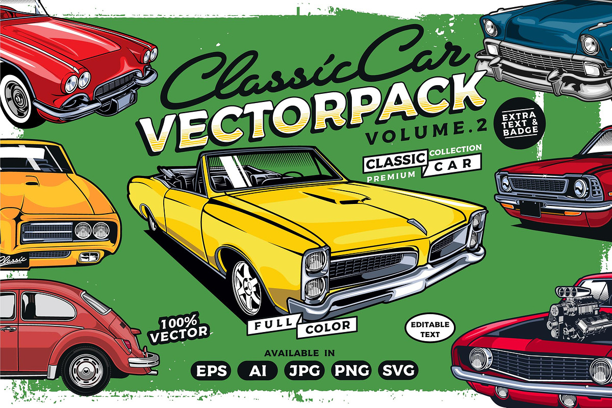 Classic Car Vector Pack vol 2, a Transportation Illustration by The BolzStudio (Photo 1 of 10)