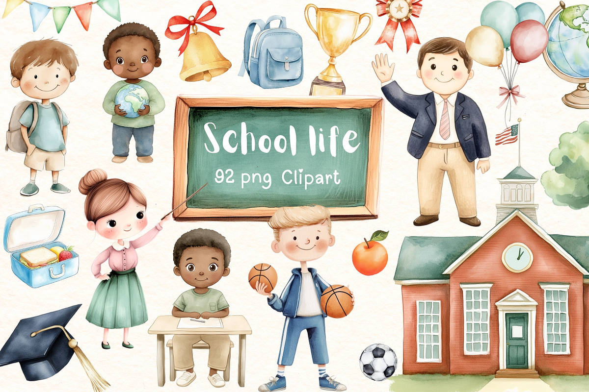School Life Clipart Bundle, an Illustration by PassionPNGcreation (Photo 1 of 11)