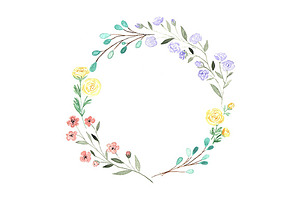 7 Watercolor Floral Wreath Frames