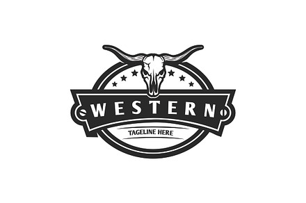 Western Skull Emblem Logo