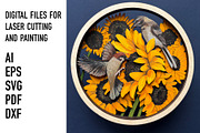 Sunflower Birds Layered SVG Art, an Object Graphic by HelloWood (Thumbnail 1 of 4)