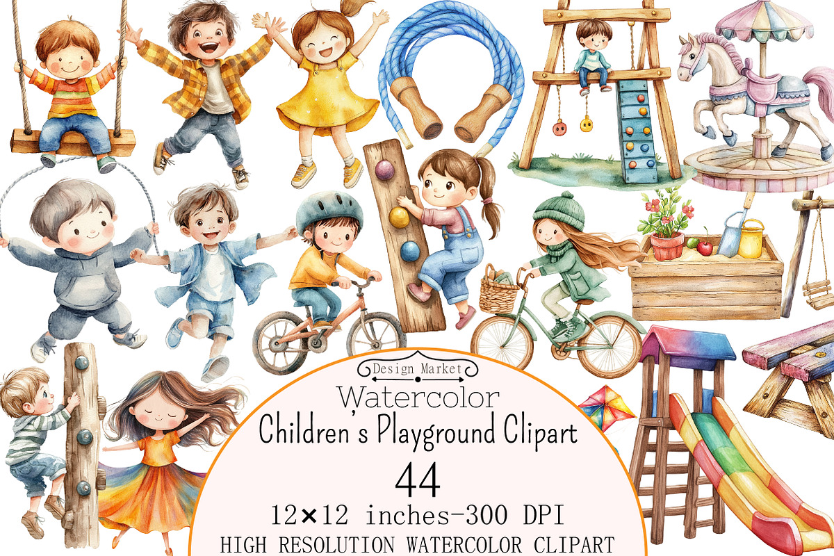Watercolor Children’s Playground, a Seasonal Illustration by Design Market (Photo 1 of 5)