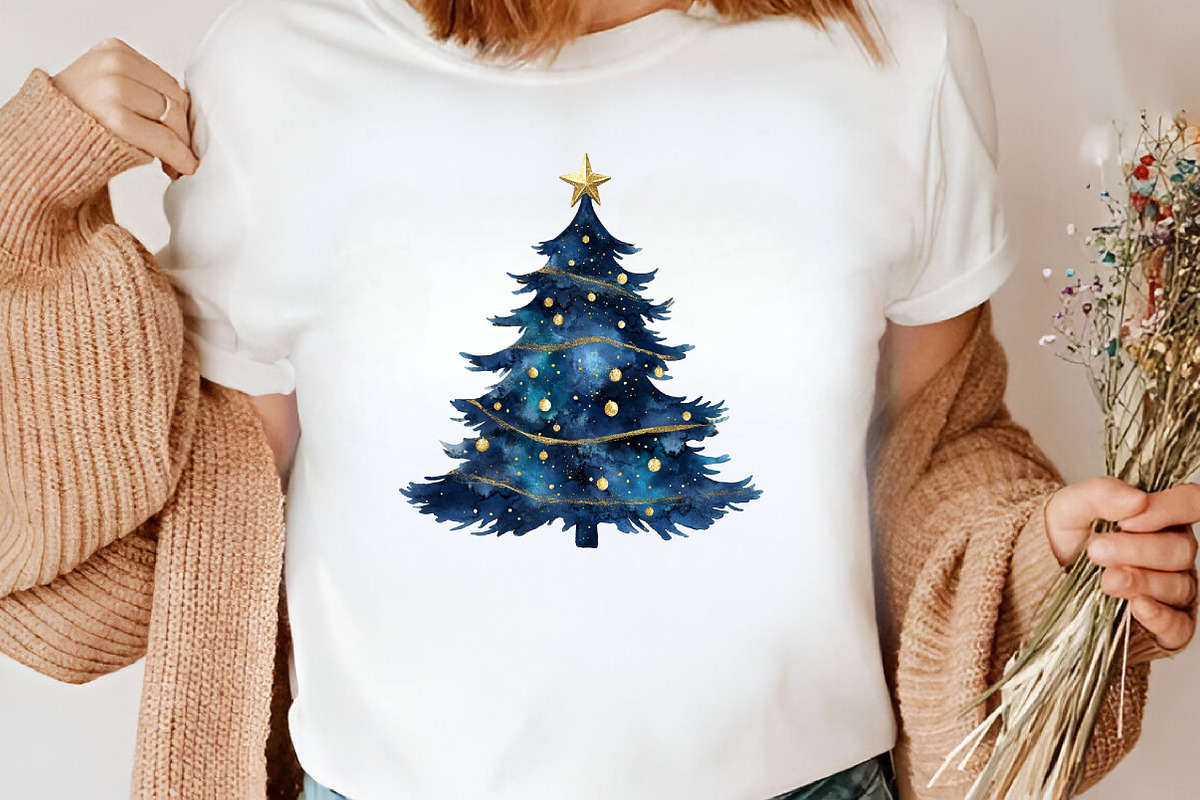 Watercolor Christmas Tree Clipart, an Illustration by Canvas Craft (Photo 7 of 8)