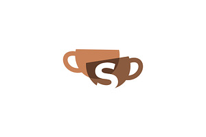 S Letter Coffee Cup Overlapping