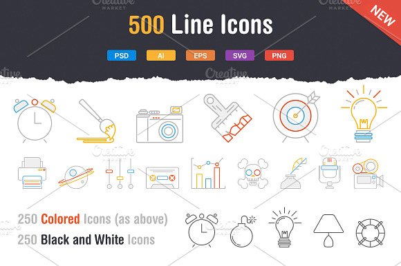 500 Outstanding Line Icons