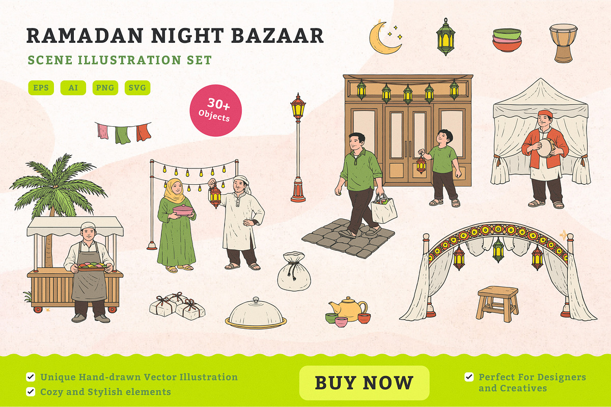 Ramadan Night Bazaar Illustration, an Illustration by MEANDSTUDIO (Photo 1 of 5)