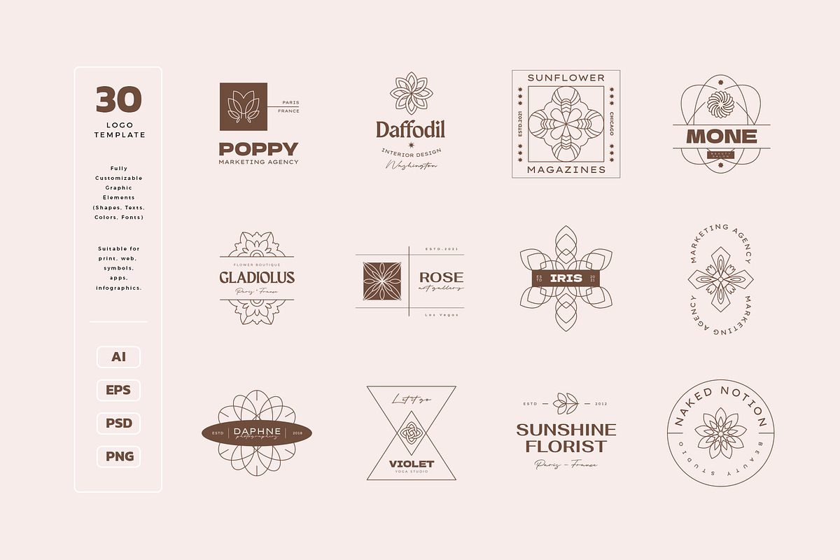 Geometry Floral Logo Kit, a Branding & Logo Template by KetteCreate (Photo 6 of 17)