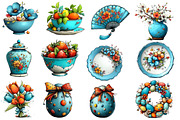 Whimsical Spring chinoiserie blue, an Illustration by Designworld (Thumbnail 2 of 5)