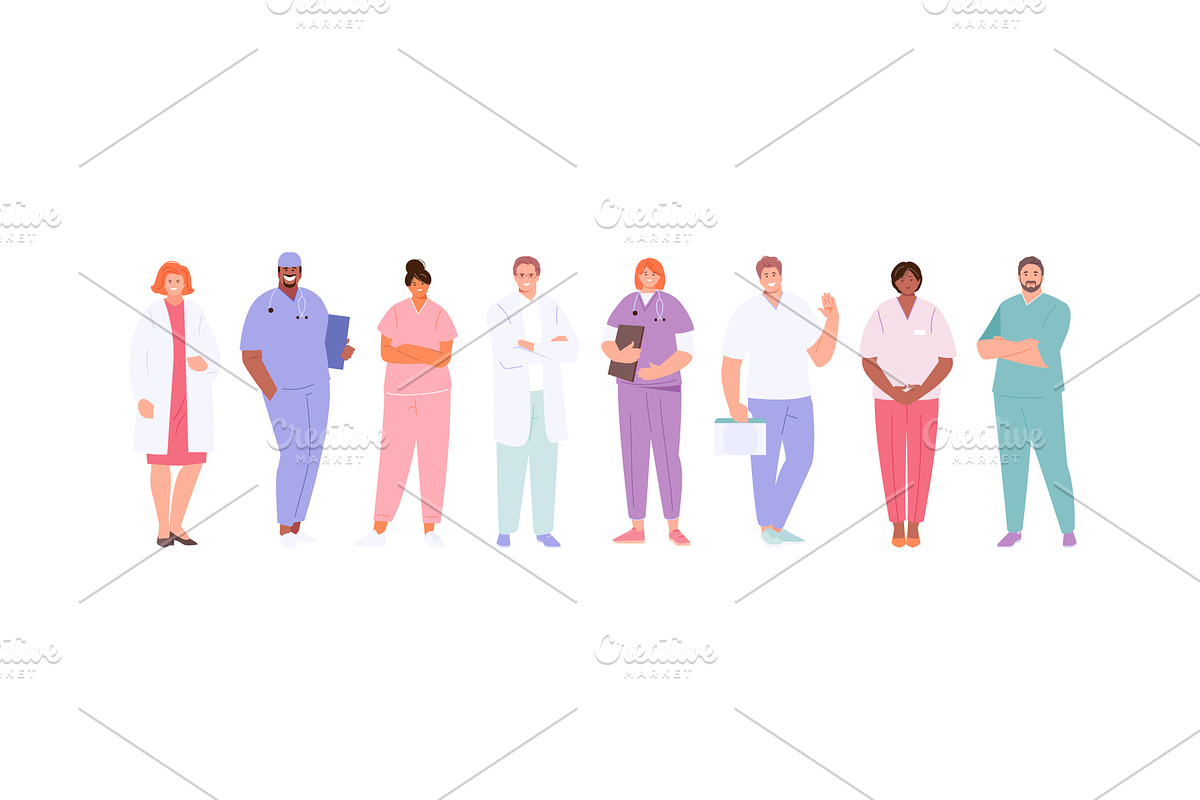 Team clinic medical staff vector, a Healthcare Illustration by artbesouro