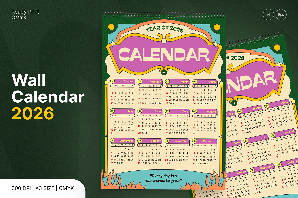Vintage Pop Art Wall Calendar 2026, a Print Template by Annora Studio (Photo 6 of 6)