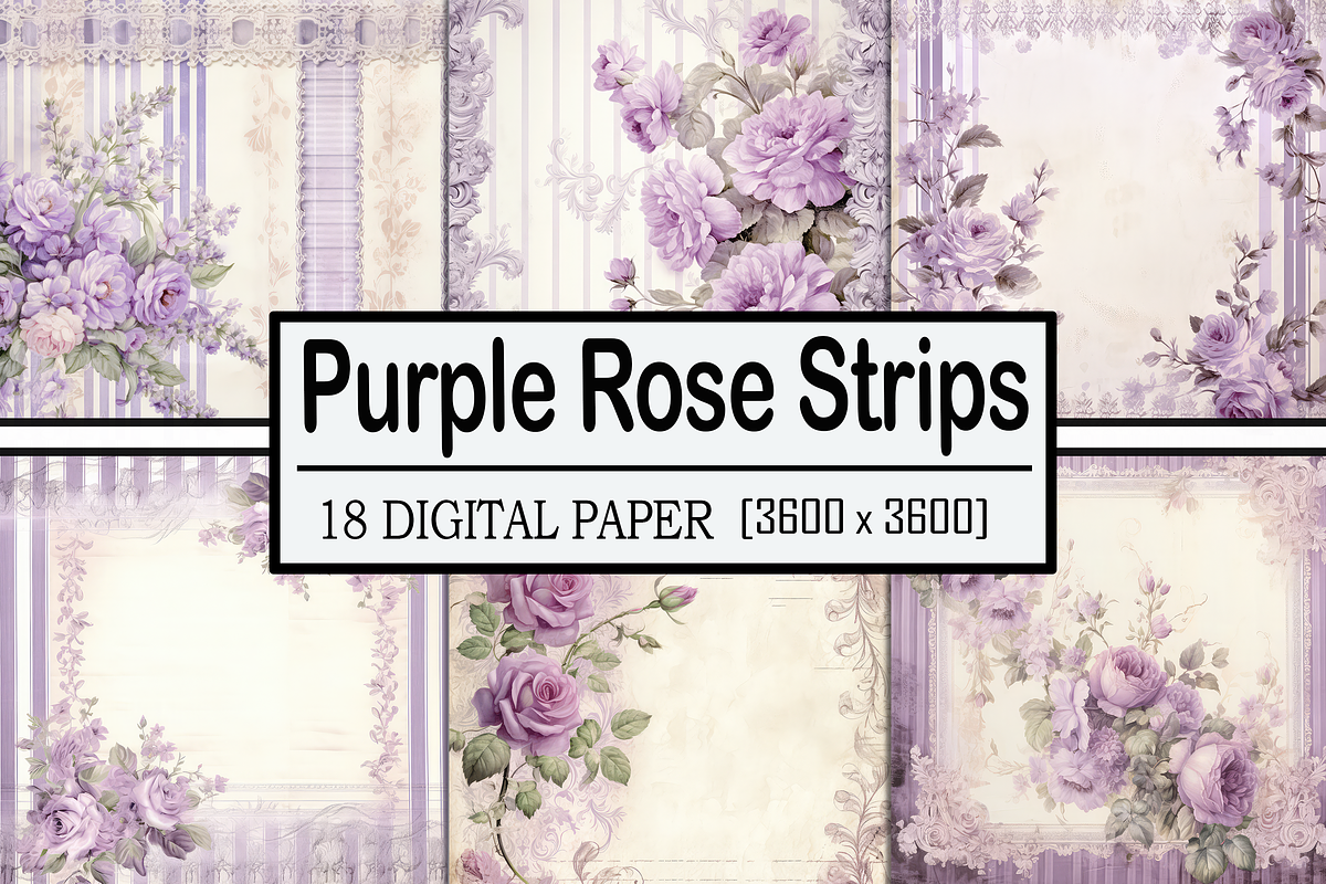 Purple Rose Strips, a Pattern Graphic by Printable Treasure (Photo 1 of 8)