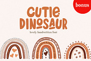 Cutie Dinosaur Font + Free Bonus, a Script Font by BarcelonaShop (Thumbnail 1 of 9)