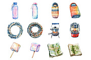 Watercolor Hiking and Camping, an Illustration by Design Market (Thumbnail 2 of 3)