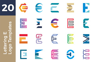 20 Logo Lettering E Template Bundle