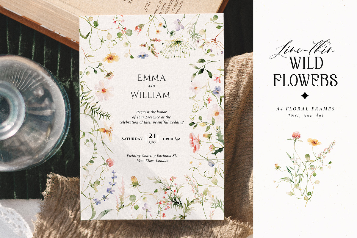 Line-thin watercolor wildflowers, a Decorative Illustration by Pamyatka Shop (Photo 5 of 16)