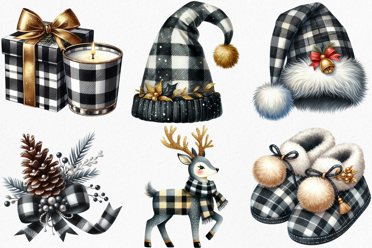 Watercolor Luxury Christmas Clipart, an Illustration by Canvas Craft (Photo 4 of 8)