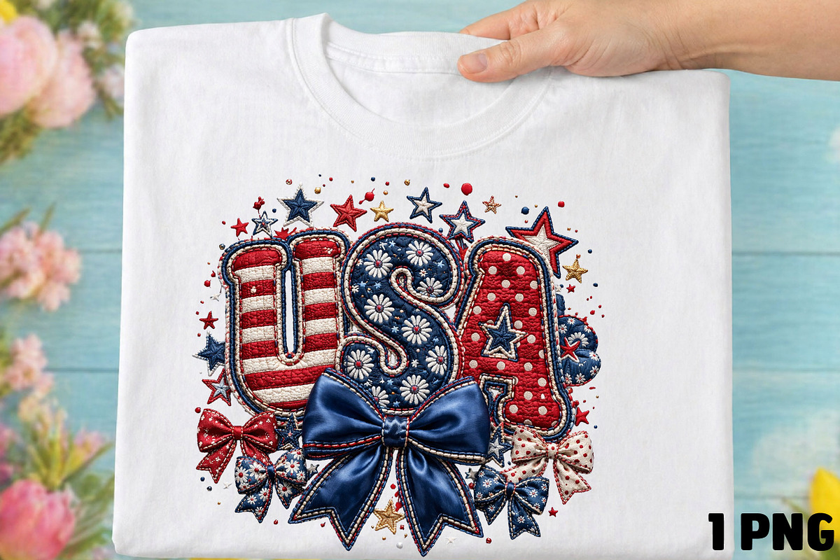 Coquette Floral 4th of July Png, USA, an Illustration by DreamCafeArt (Photo 5 of 5)