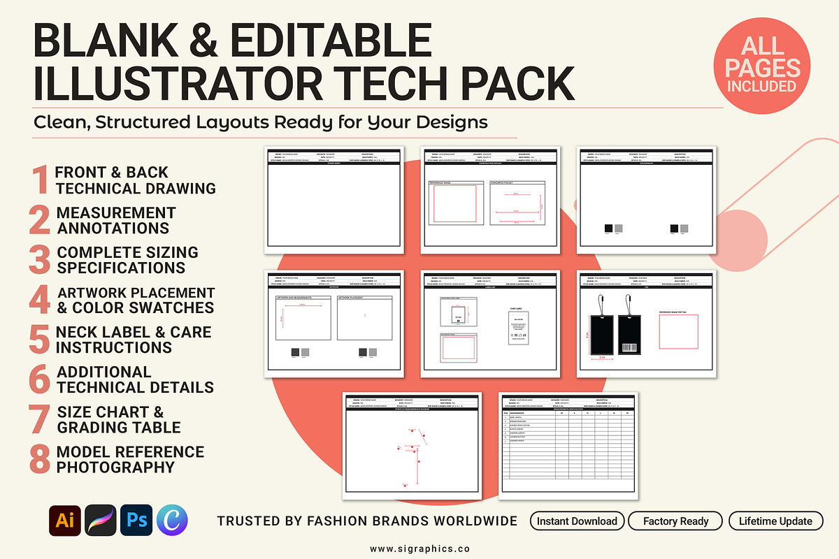 Adobe Illustrator Tech Pack Template, a Graphic by S.i. Graphics (Photo 2 of 3)