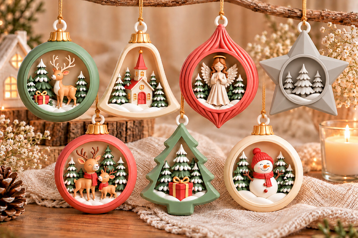 Christmas Ornament STL Bundle, a Scene 3D Model by Layerology (Photo 2 of 3)