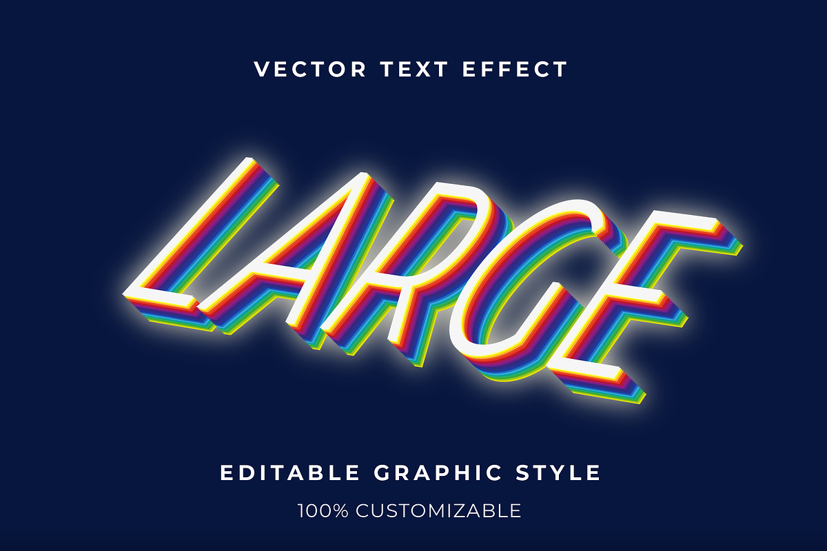 Rainbow Outline 3D Text Effect