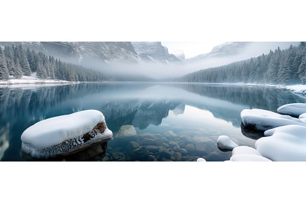Snowy Lake and Mountains in Winter, an Animal Photo by BazziBa♥