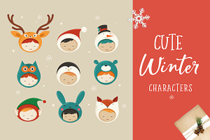 Cute Christmas Characters icons, an Illustration by Marish