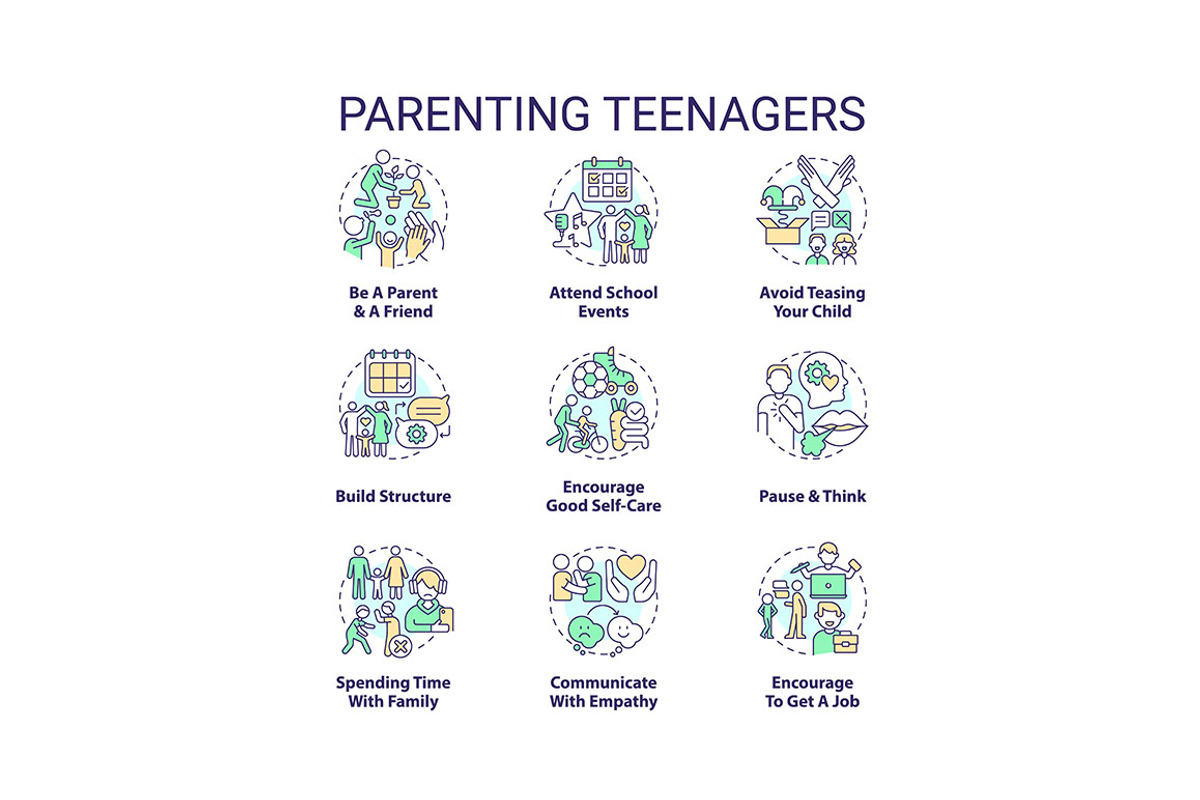 Parenting teenagers concept icons, an Outline Icon by IMG Visuals