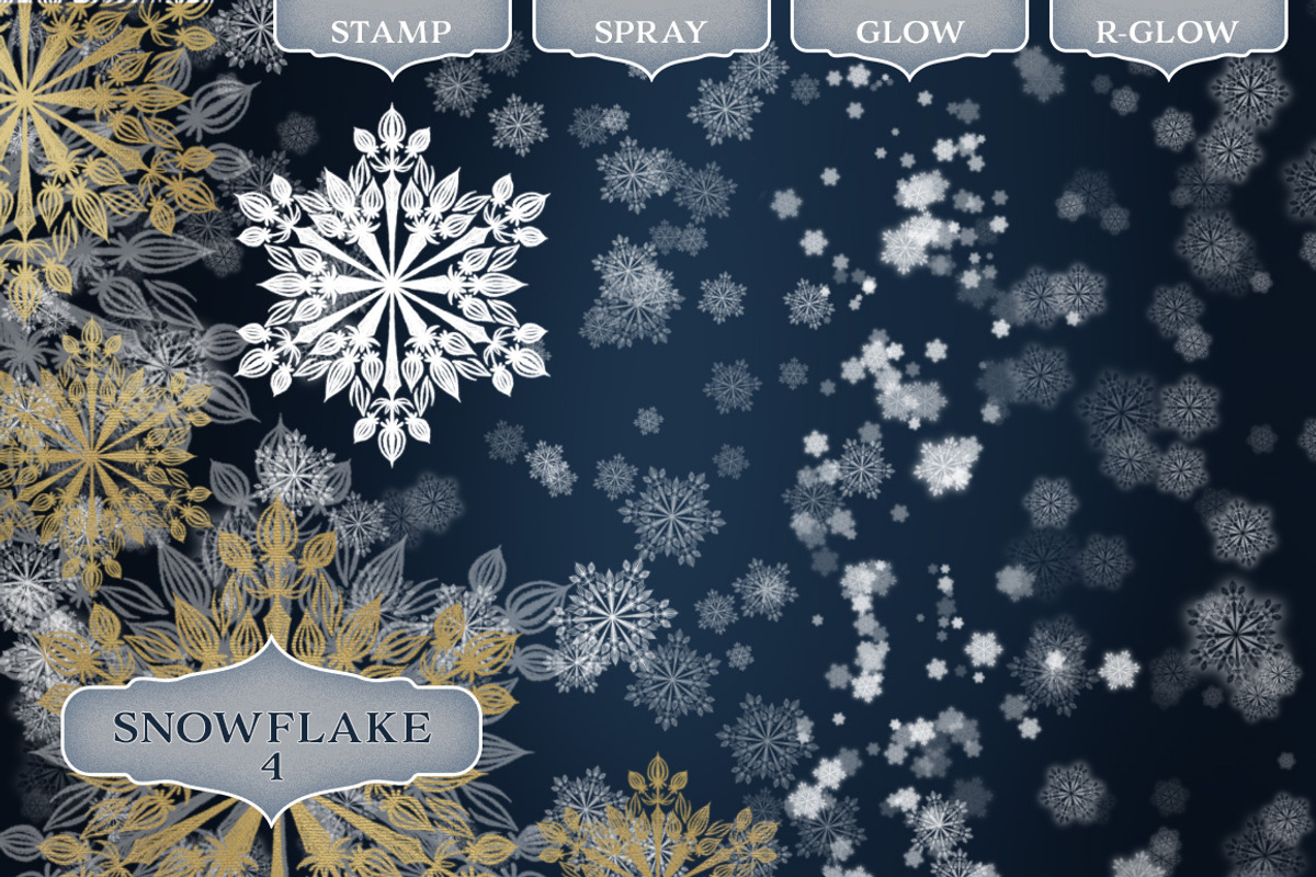 Snowflake Photoshop Brush set, a Brush Add-On by Wonderbox Creative (Photo 5 of 13)