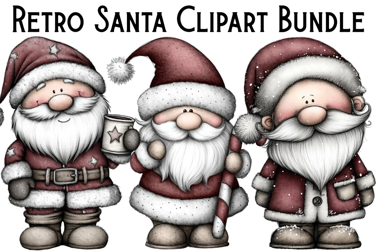Retro Santa Clipart, an Illustration by Pixels.Craft (Photo 1 of 6)