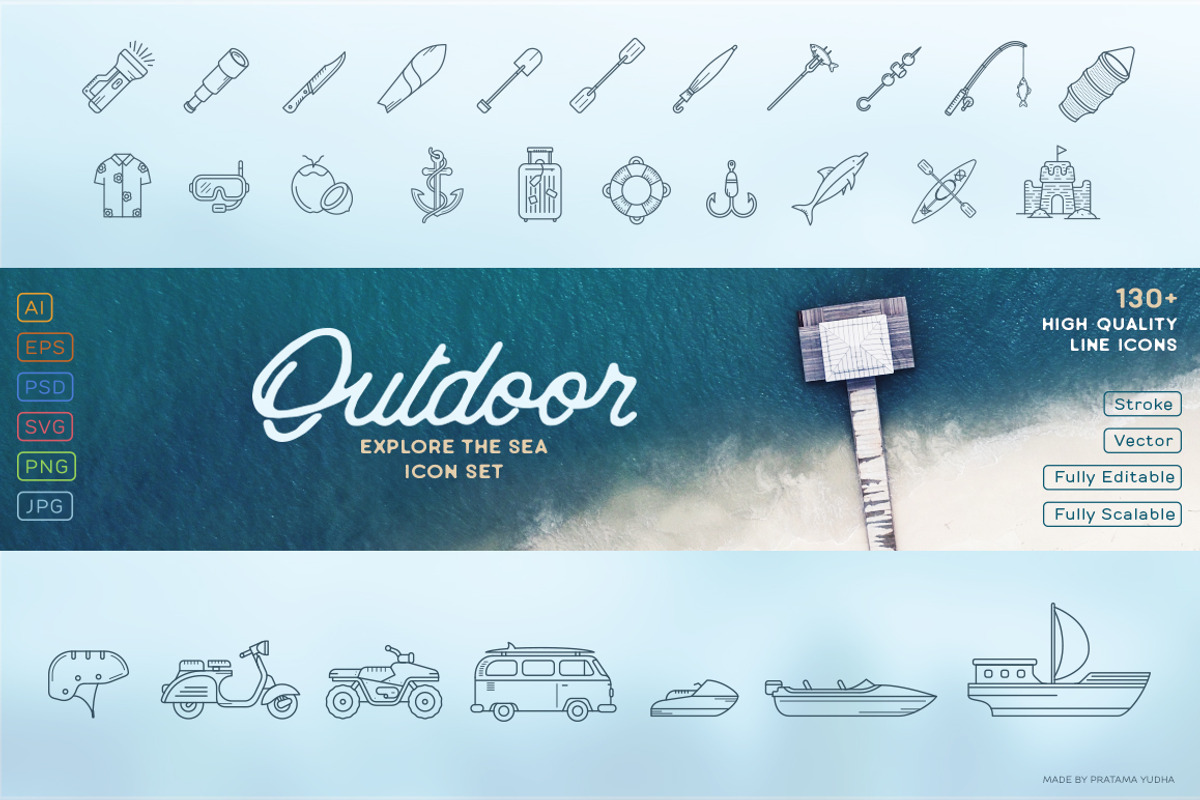 Explore the Sea Icon Set, an Outline Icon by Wandery Supply (Photo 1 of 6)