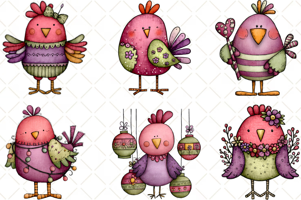 Quirky Christmas Chicken Clipart, an Illustration by Black Bird Studio (Photo 4 of 6)