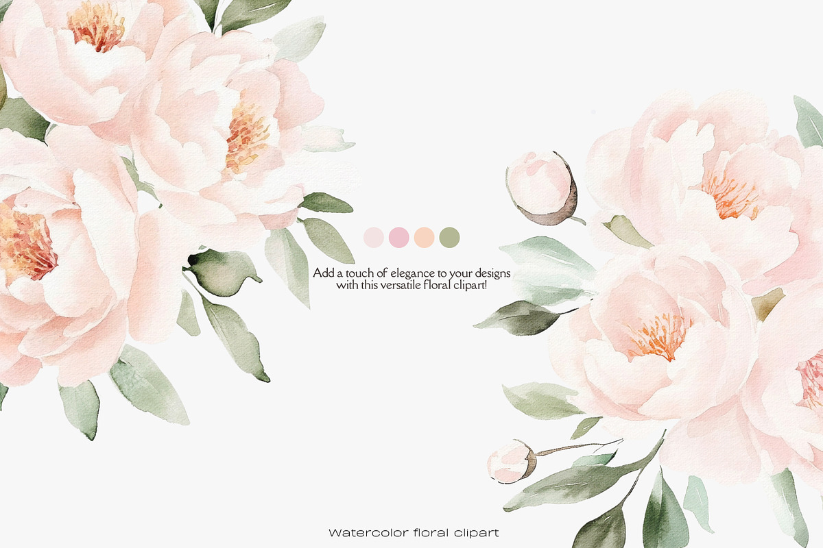 blush elegance floral clipart png, a Decorative Illustration by Patishop Art (Photo 4 of 8)