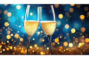 Two champagne glasses filled with, a Food & Drink Photo by Igor Tichonow