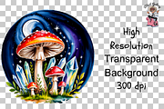 Mushroom and Crystal PNG Bunndle, a Graphic by Clipart Studio (Thumbnail 9 of 11)