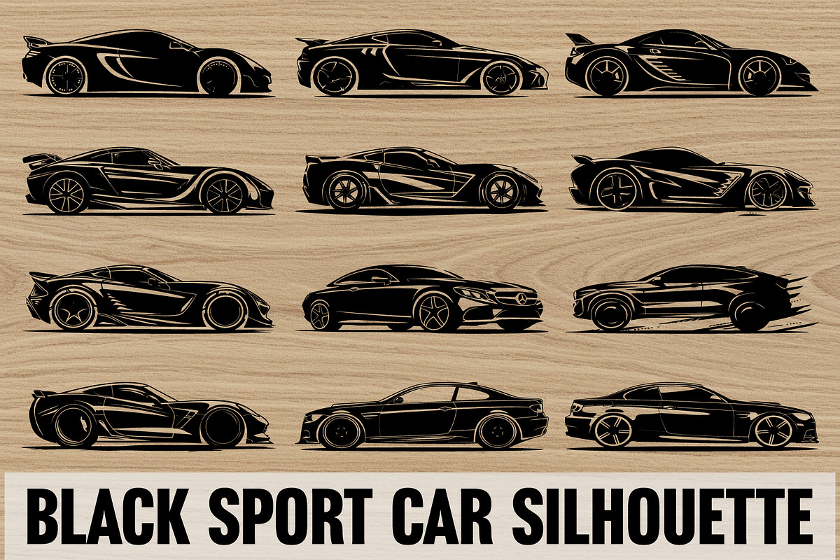 Luxury Sport Car Silhouette Bundle, an Illustration by Designs_River