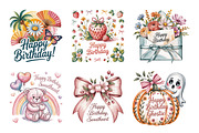 Happy Birthday Designs Bundle 25 PNG, a Decorative Illustration by Whimsy Brush Studio (Thumbnail 2 of 9)