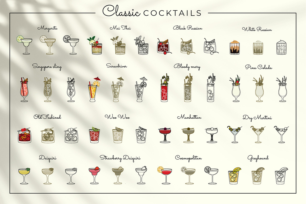 Elegant Bar Cocktail bundle, a Food Illustration by Chakraborty Design (Photo 5 of 13)