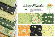 Watercolor Daisy Seamless Patterns, an Illustration by OlDm_Shop (Thumbnail 1 of 10)