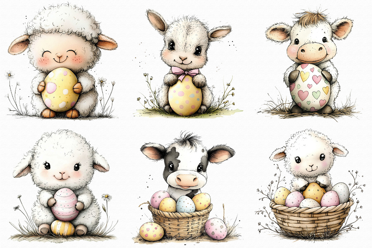 Whimsical Baby Farm Easter Clipart, an Illustration by Libby Wishes (Photo 8 of 9)