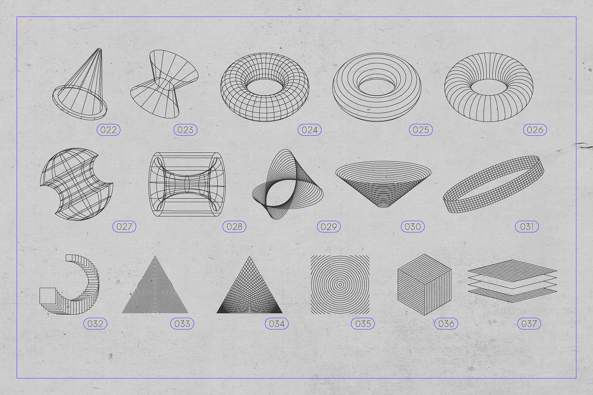 3D Wireframe Shapes | set 1, an Object Graphic by MaximGertsen (Photo 3 of 7)