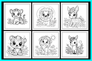 Floral Animal Coloring Pages, an Animal Illustration by protabsorkar11 (Thumbnail 5 of 6)