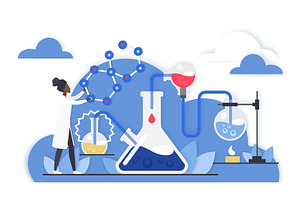 Scientist conducting chemistry, an Illustration by Lemberg Vector
